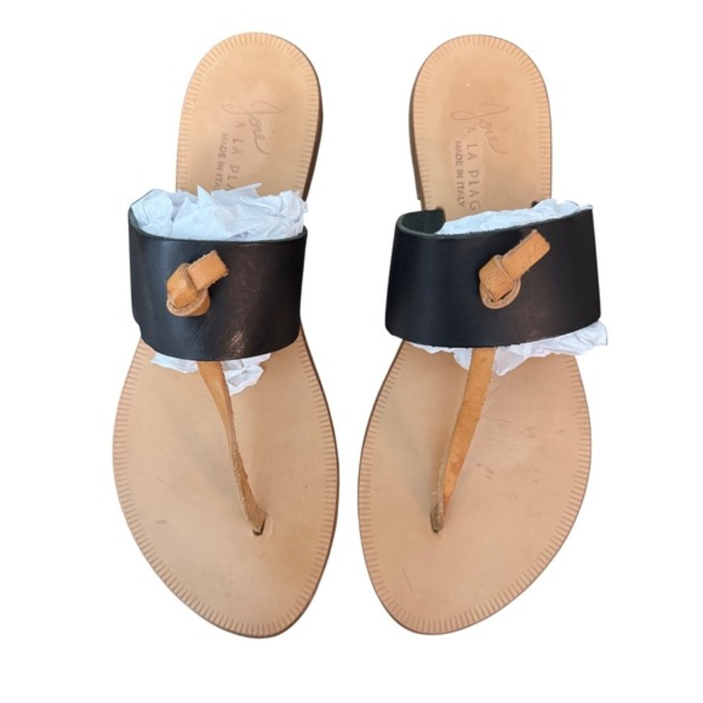 Joie women 37.5 sz US‎ 7-7.5 A La Plage Black and Natural Leather Boho Sandals